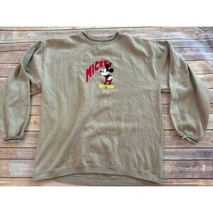 Vintage Mickey and Co Mickey Crewneck Sweatshirt Embroidered Braszos XL Tan